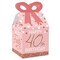 Big Dot of Happiness 40th Pink Rose Gold Birthday - Square Favor Gift Boxes - Happy Birthday Party Bow Boxes - Set of 12